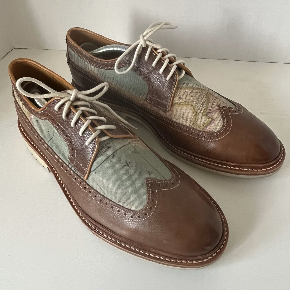 Oliver Sweeney Clopton 8 Map Print Brogue Lace-Up Leather Shoes – Size 9.5 US
